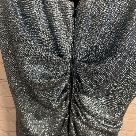 Alex Evenings NEW blue metallic jewel embellished midi gown size 16 Plus gems - Picture 10 of 11